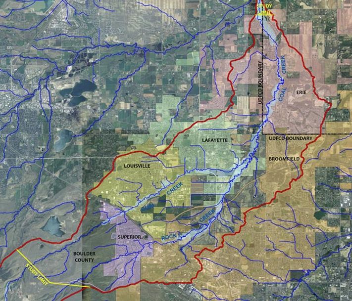 Map of Coal Creek and Rock Creek study limits