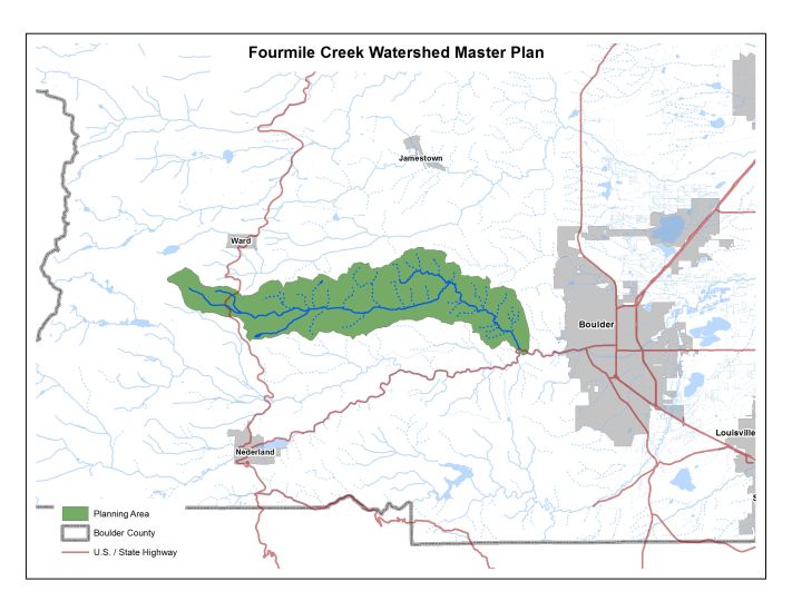 Map of the Fourmile Creek watershed Master Plan