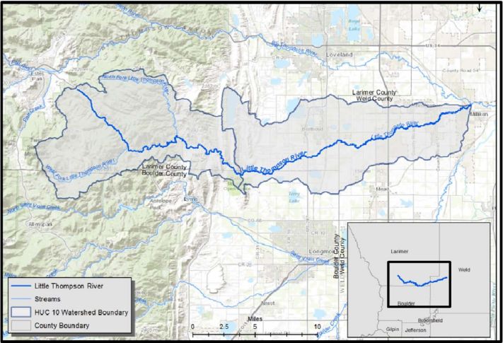 Map of Little Thompson River Watershed Area