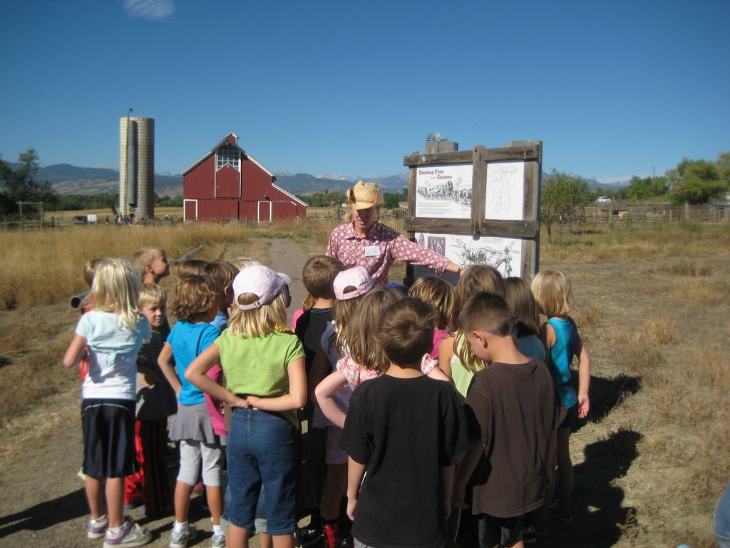 A group of children outside the Ag Heritage Center