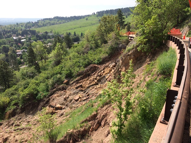 Landslide on Flagstaff resulting from the 2013 flood
