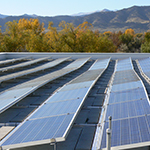 Solar panel installation on a building