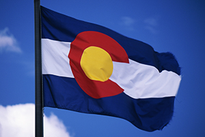 Colorado Flag waving on poll