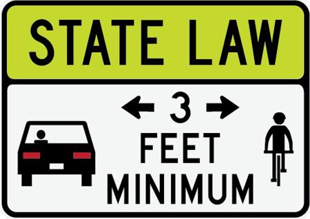 State Law - three feet to pass cyclists