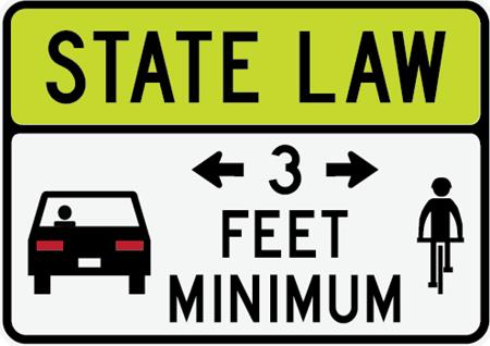 Bicycle Pass Sign: Pass 3 FT Min (with Graphic)