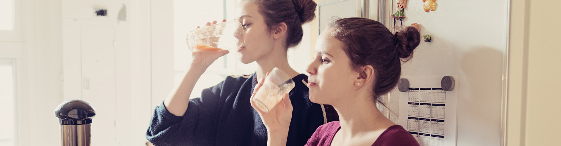 girls drinking homemade juice