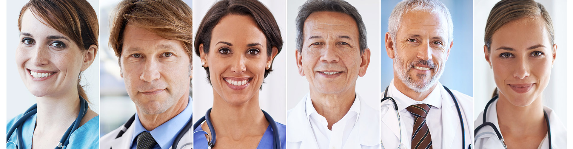 faces of a variety of healthcare professionals