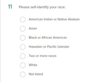 Examples of demographic questions on race and ethnicity