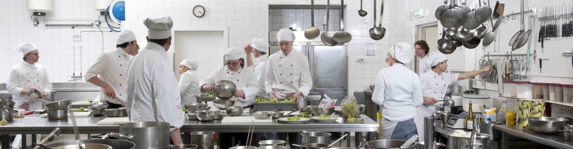 chefs working together in a commercial kitchen
