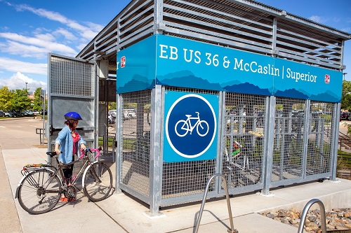 Bus-then-Bike shelter at US 36 and McCaslin in Superior