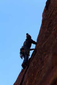 Climber at Eldorado State Park, Eldorado Springs, Colorado.