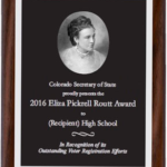 Wall plaque for the Eliza Pickrell Routt Award