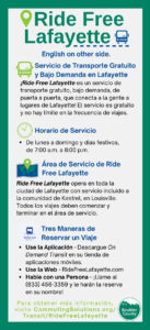 Ride Free Lafayette Rack Card - Espanol Spanish
