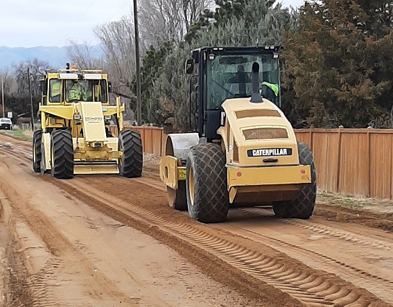 Gravel road being reclaimed by Boulder County Road Maintenance