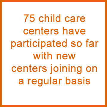 75 child care centers have participated so far with new centers joining on a regular basis