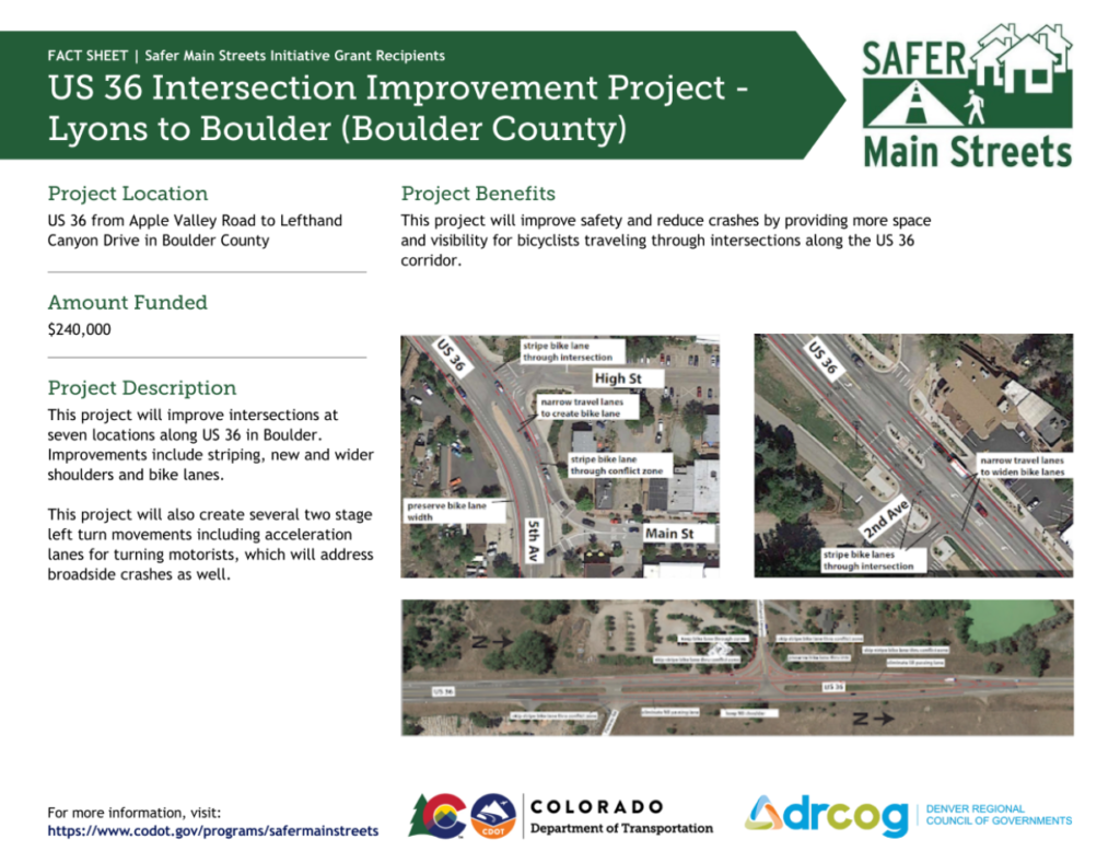 CDOT US 36 Safer Main Streets project information fact sheet