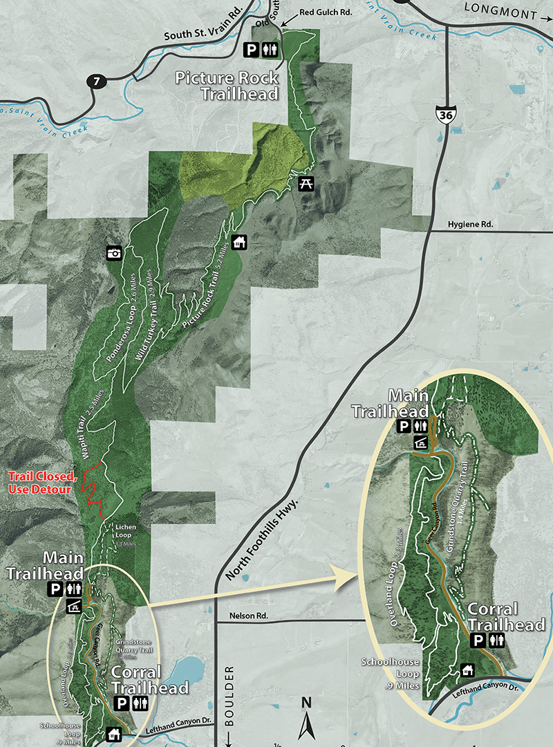 Map showing trails at Heil Valley Ranch