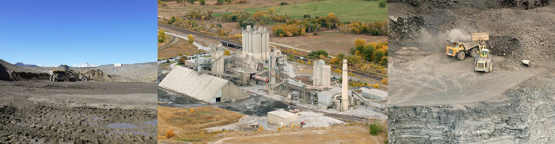 Images of the CEMEX plant and quarry operations featuring heavy equipment, east of Lyons, Colorado.