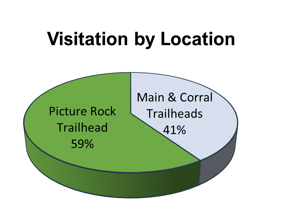Bar graph showing the Picture Rock Trailhead was the most visited location
