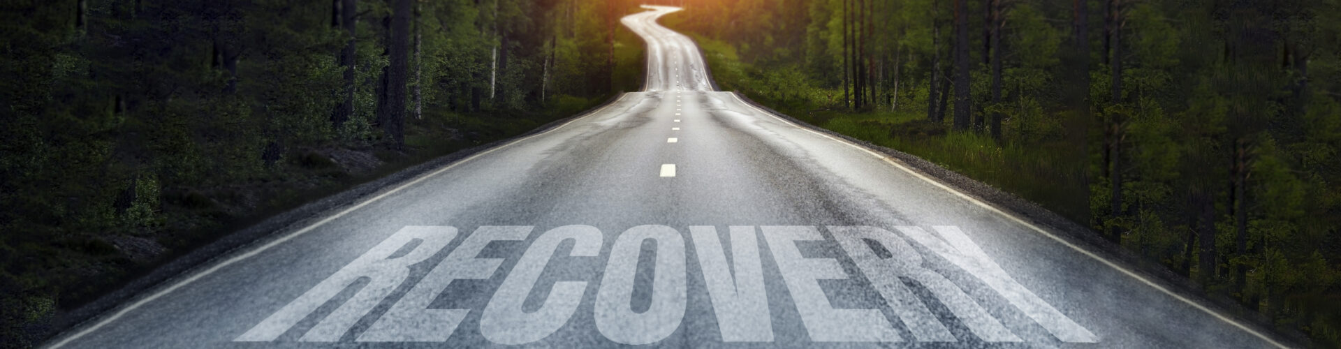 picture of a road going off to the horizon with the word recovery written on it