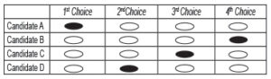 Graphic of an example ballot on how to fill in a ballot