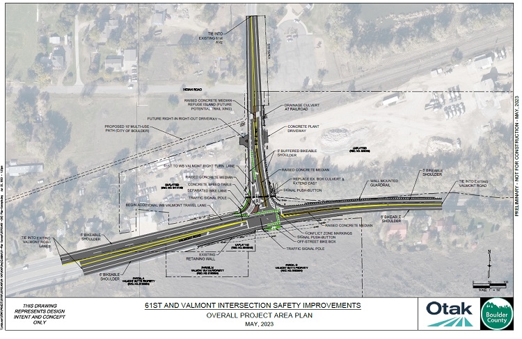 Concept plan for safety improvements at 61st Street and Valmont Road