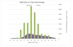 five-year trend of Culex mosquitoes in Boulder County.