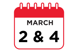 Calendar icon for March 2 & 4