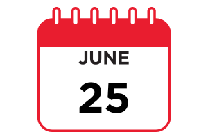 Calendar showing June 25