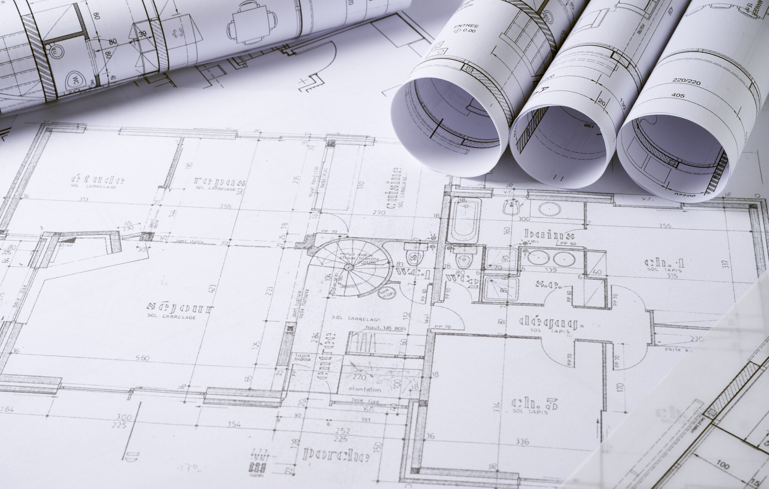 Architecture plans and sketch of house project