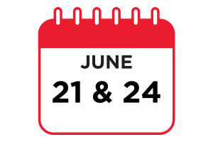 Calendar saying June 21 & 24