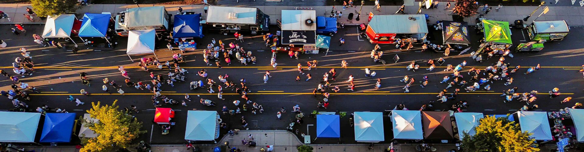 aerial view of outdoor food festival