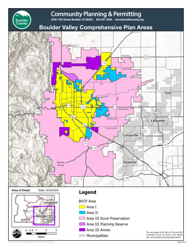 Map showing the Boulder Valley Comprehensive Plan Areas.