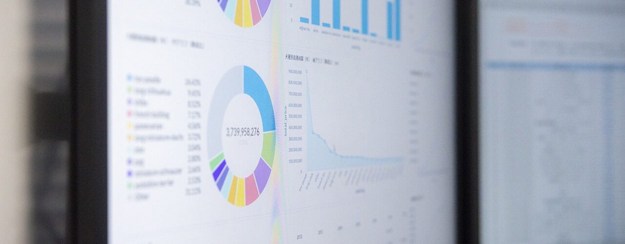 Data dashboard on computer monitor.