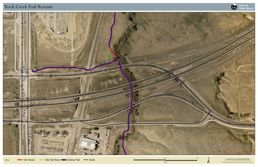 Map showing the reroute being built along the Rock Creek Trail.