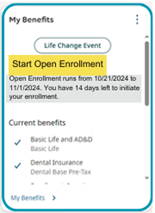 Screenshot of open enrollment in Dimensions