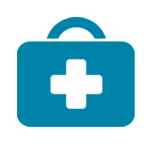 Healthcare icon featuring a medical box, representing medical assistance programs