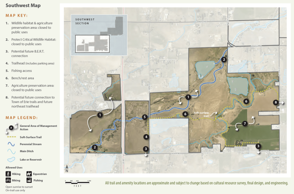 Map showing the southwest section of Prairie Run