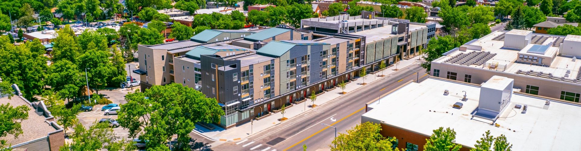 Aerial image of The Spoke on Coffman exterior