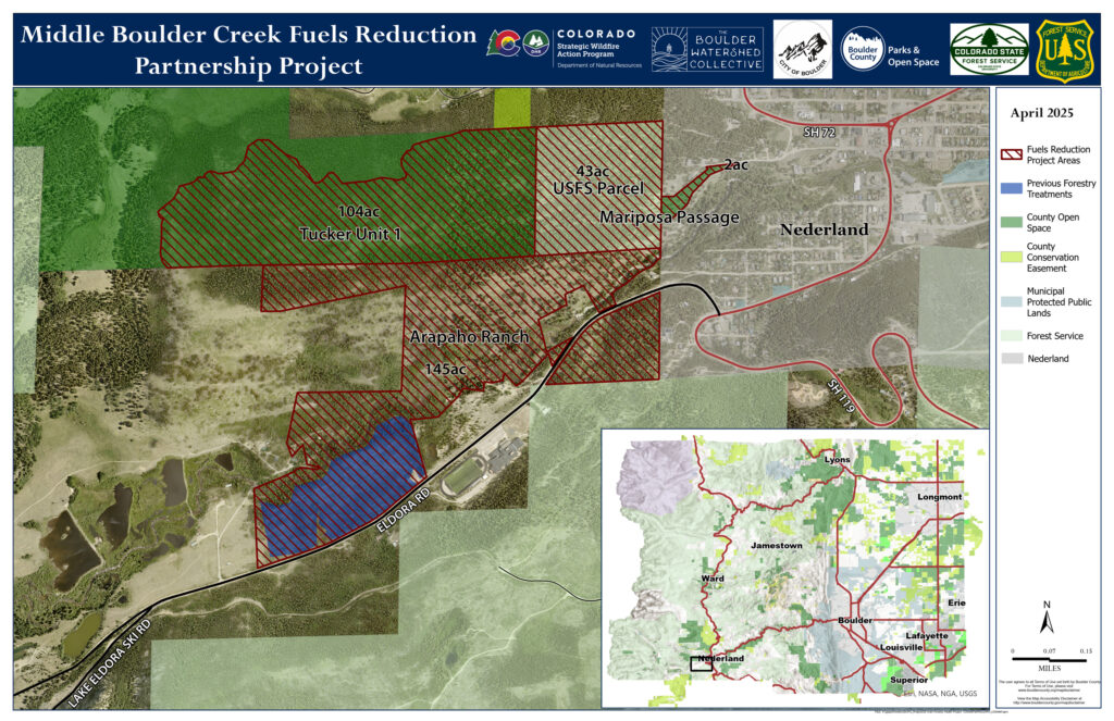Map showing the project area west of Nederland