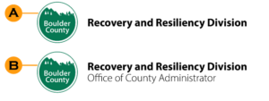 Sample of a division logo with and without the department name