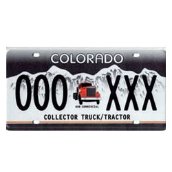 Specialty license plate for collector truck tractor