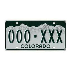 Standard Colorado license plate example