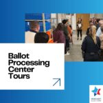 Ballot Processing Center Tours featured image including the Boulder County Elections logo and an image of the Clerk and Recorder giving a tour of the center.