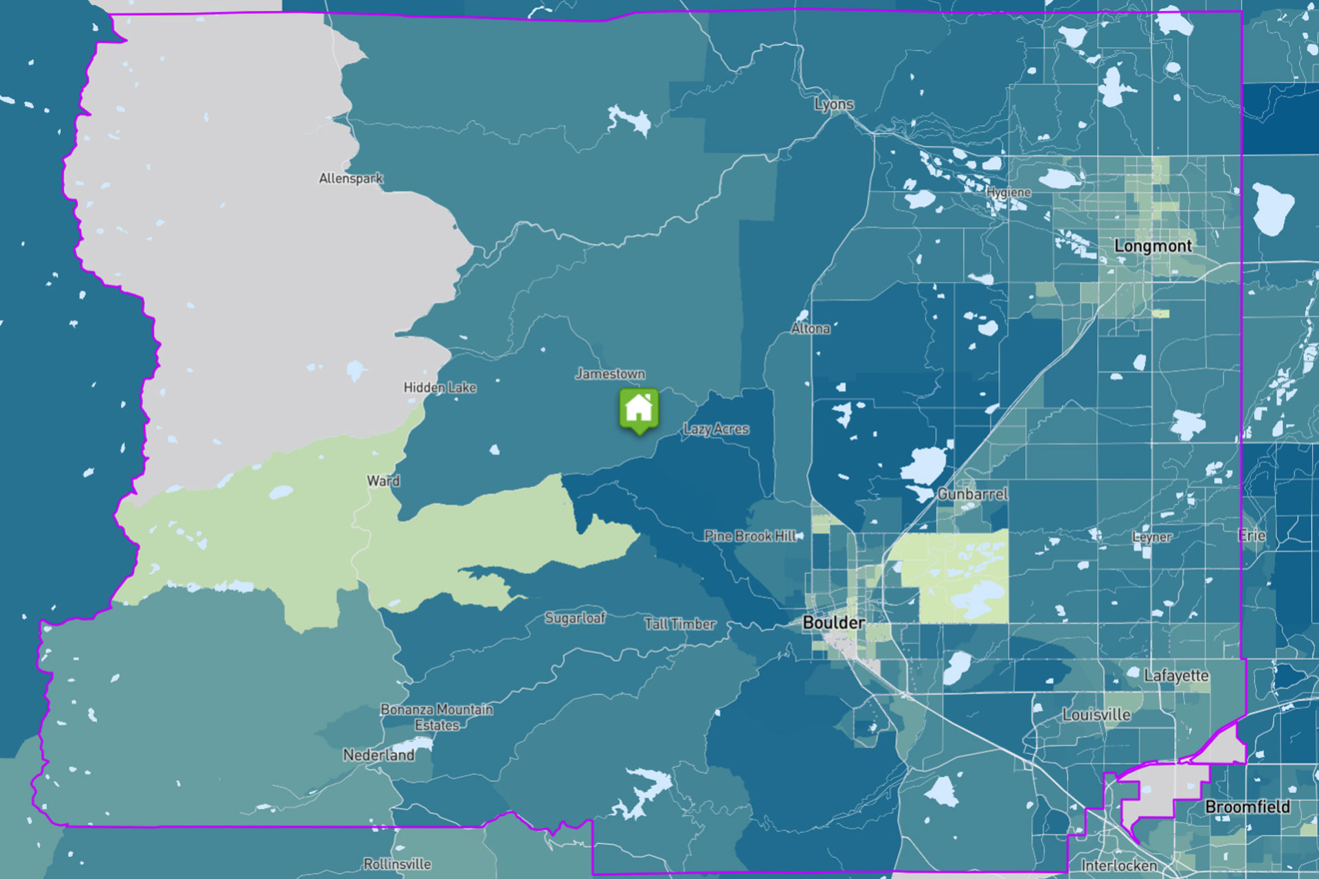 Clip of demographic map of Boulder County to use as background image,