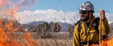 Firefighter engaging in Fire Management