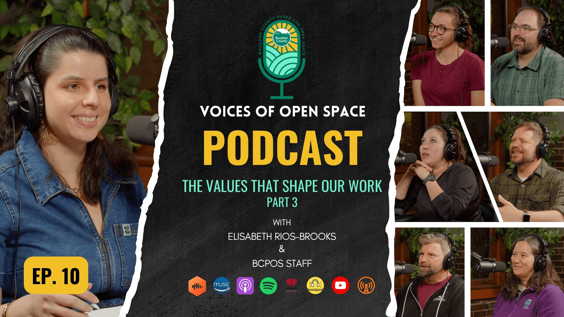 Cover image of episode ten with photos of Elisabeth and staff.