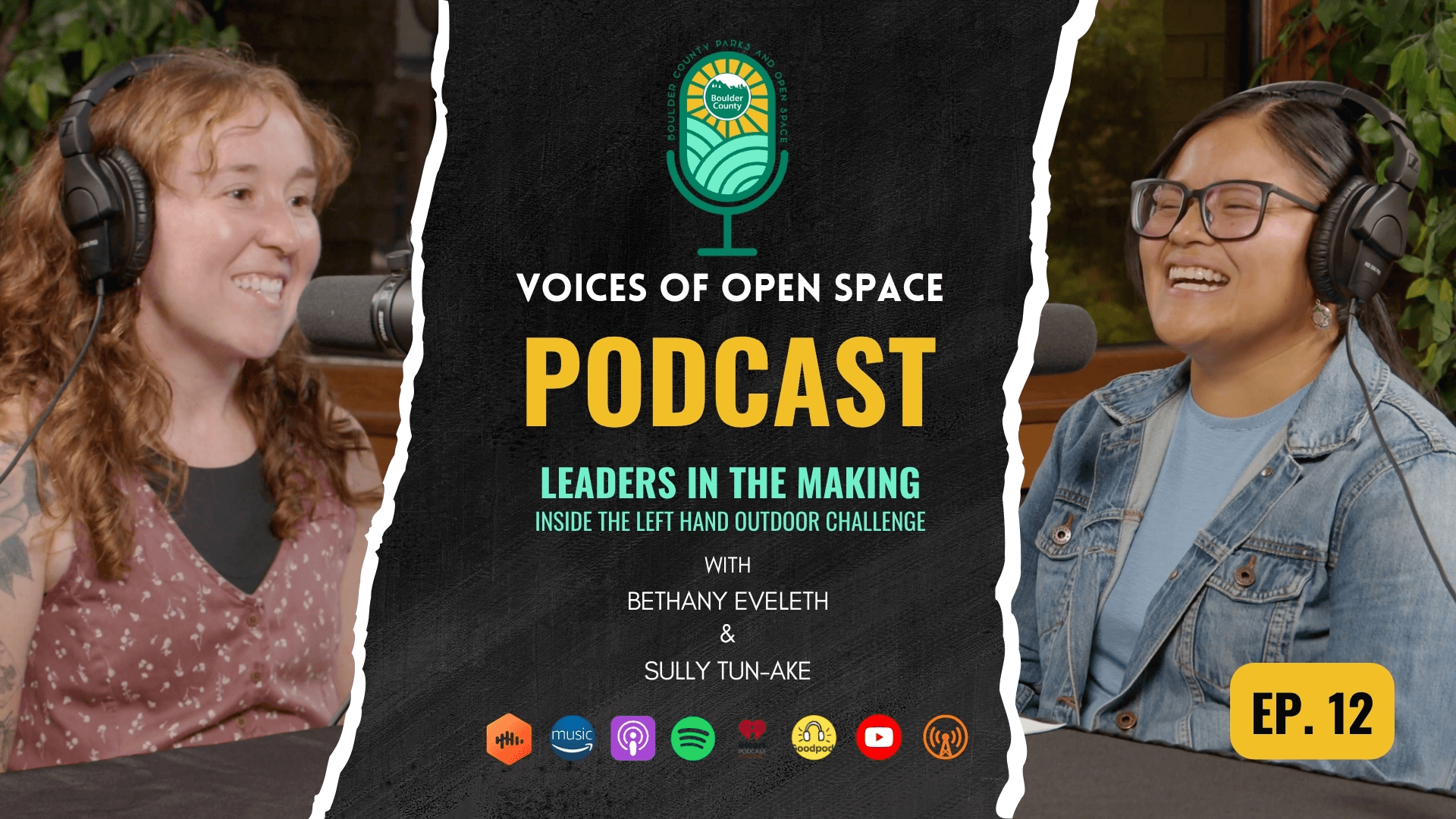 Cover image of episode 12 with photos of Bethany and Sully.