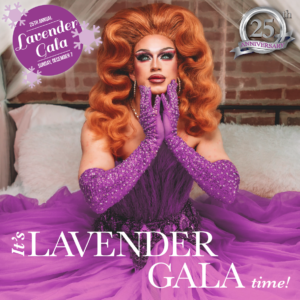 Miss Jessica in a dress for the 25th annual lavender gala
