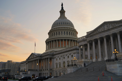 U.S. Capital building at dusk.